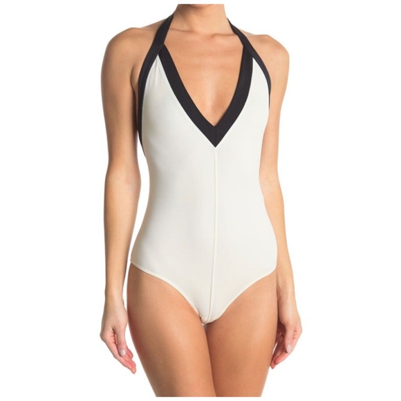 NWOT Valentino Two Tone Plunge One-Piece Swimsuit - Picture 6 of 16